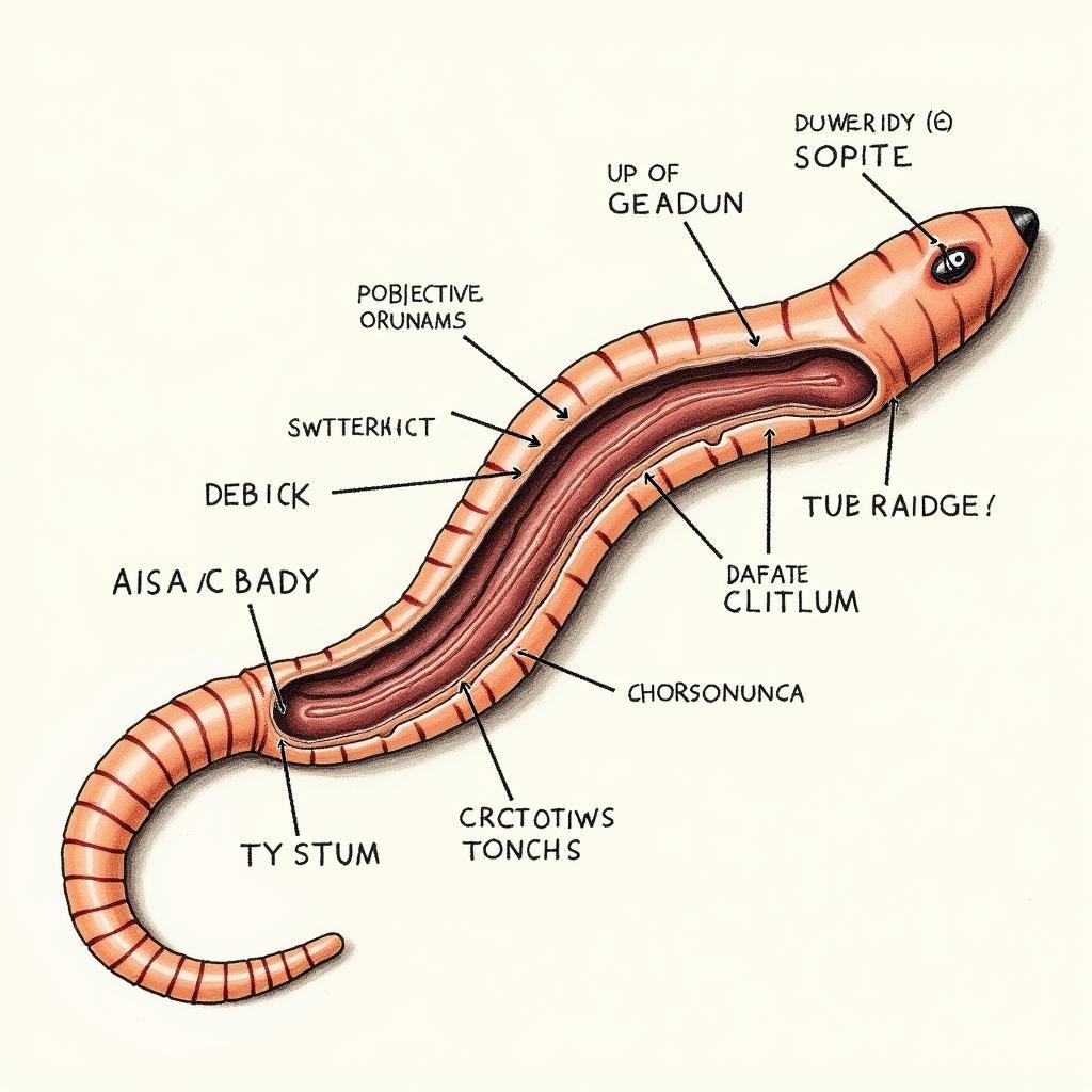 Detailed anatomy of an African earthworm