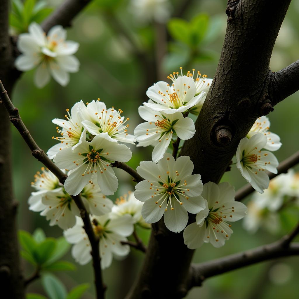 African ebony tree flowers close up