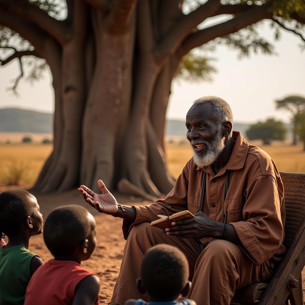 An Elder Sharing Stories with Children