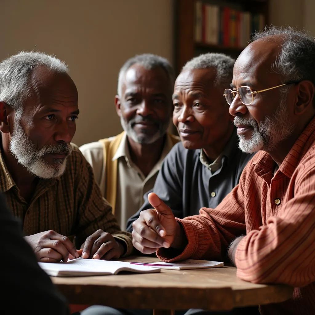 African elders discussing customary law