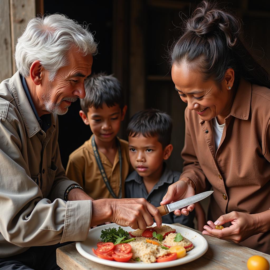 Elders Teaching Youth Proper Knife Etiquette