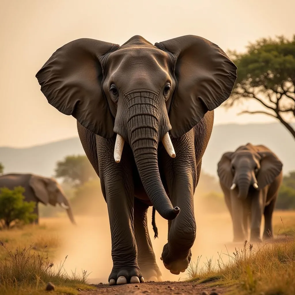 African Elephant Action Shot