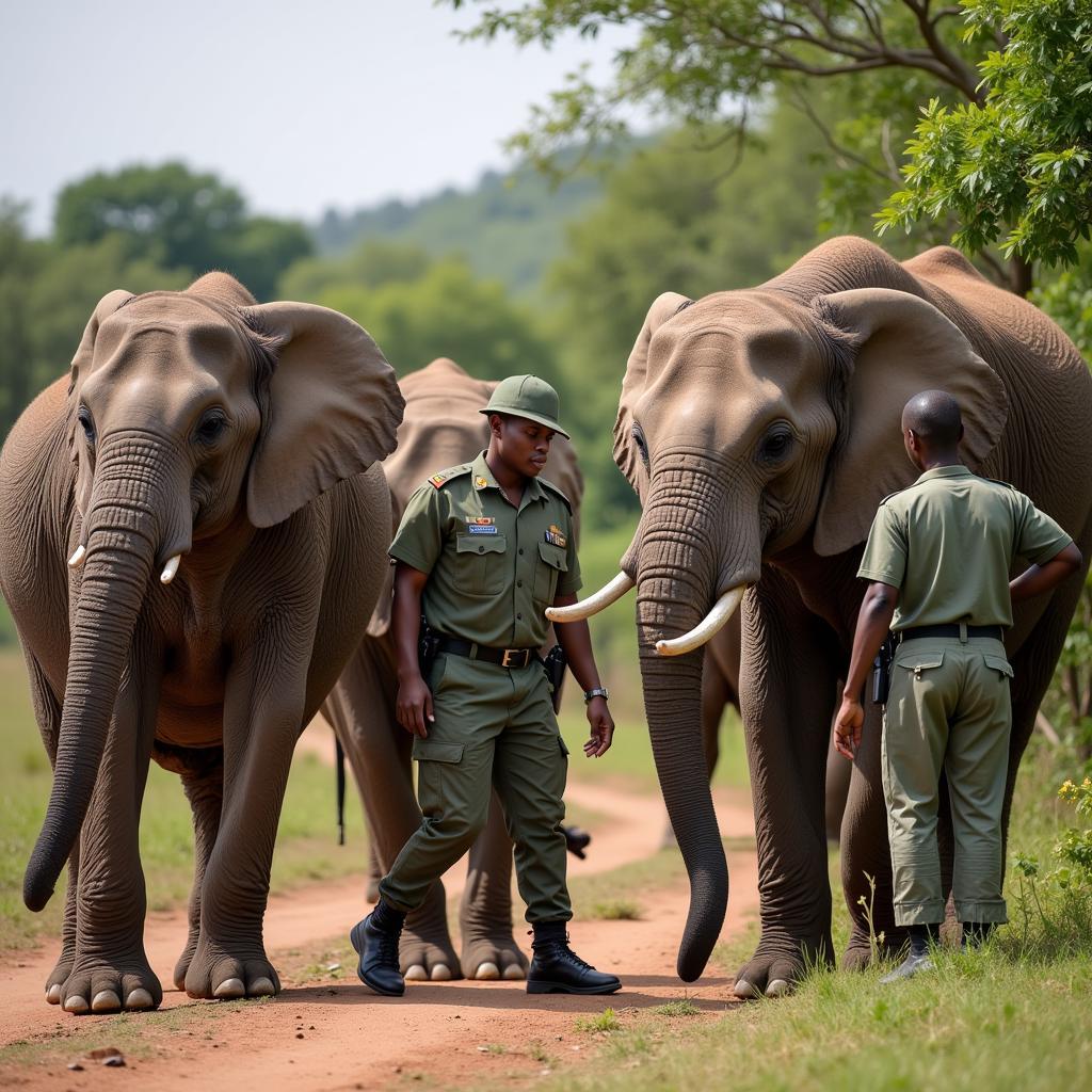 African elephant and anti-poaching patrol