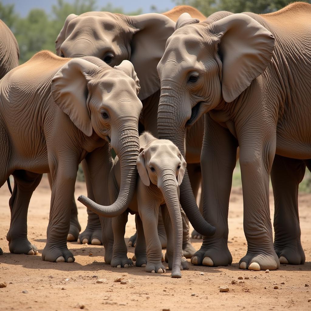 African Elephant Baby Birth