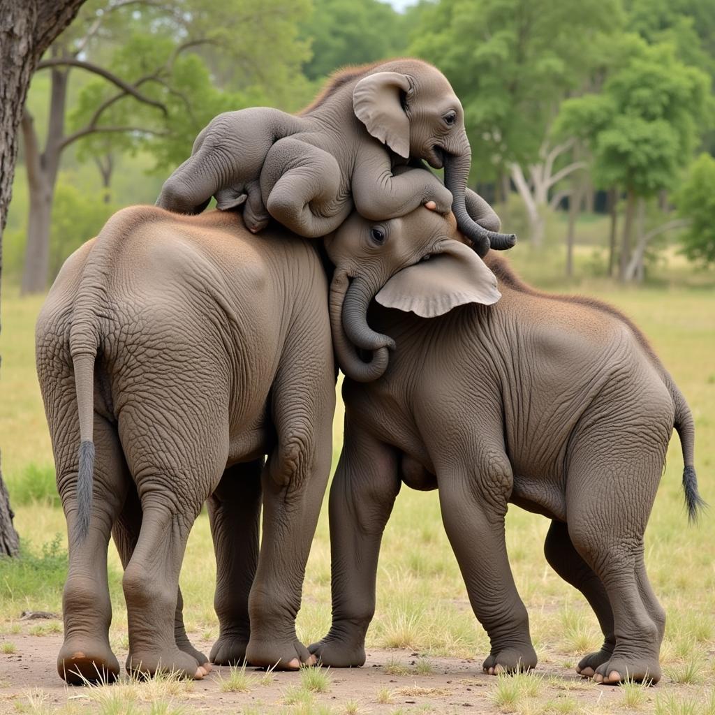 African Elephant Baby Playing