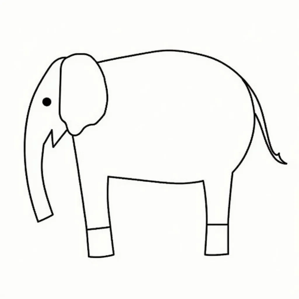 Simple shapes outline for drawing an African elephant