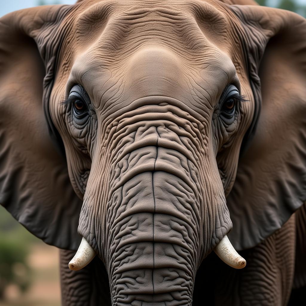 Close-up portrait of an African elephant