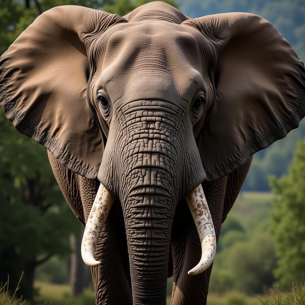 Close-Up Portrait of an African Elephant