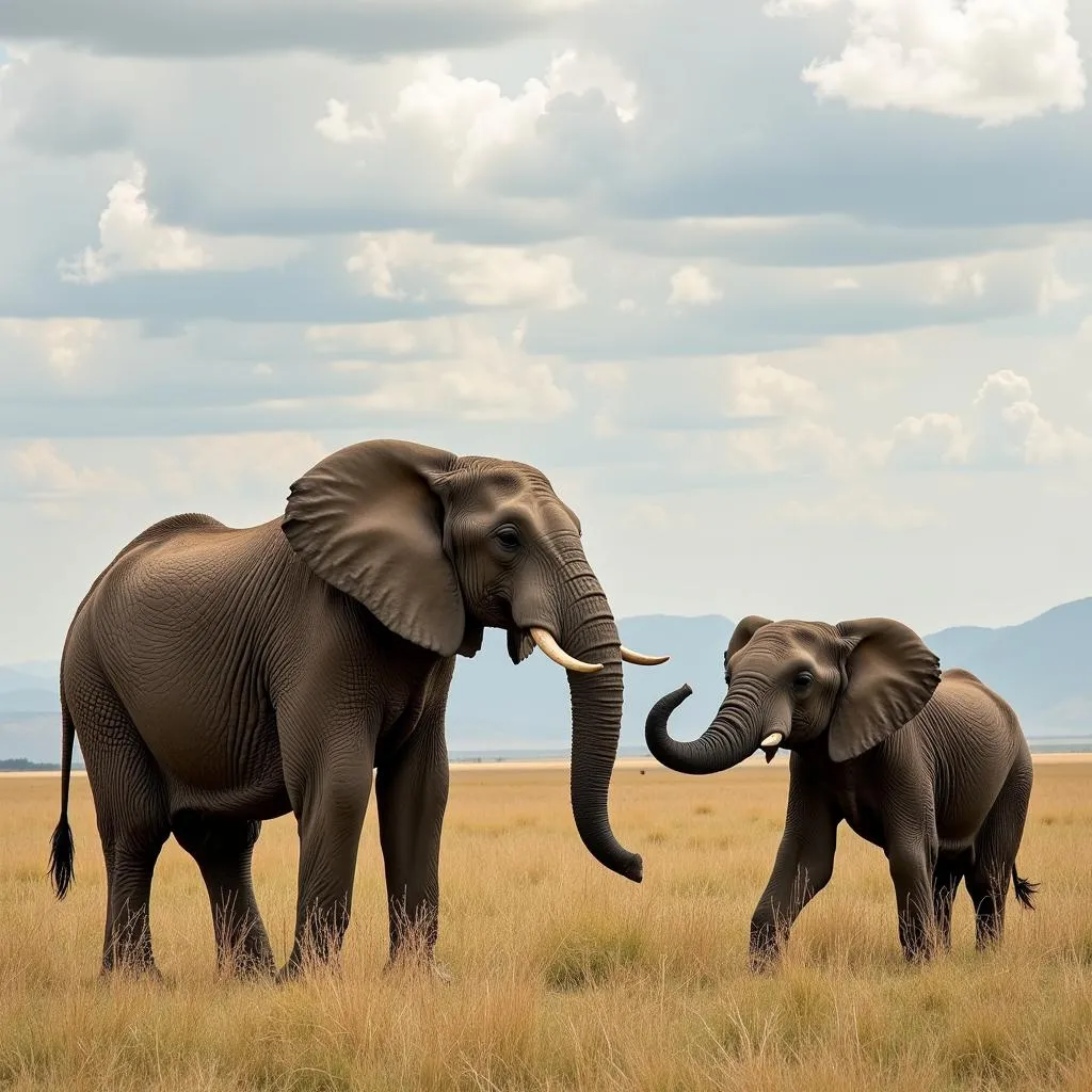 African Elephant Communicating with Herd