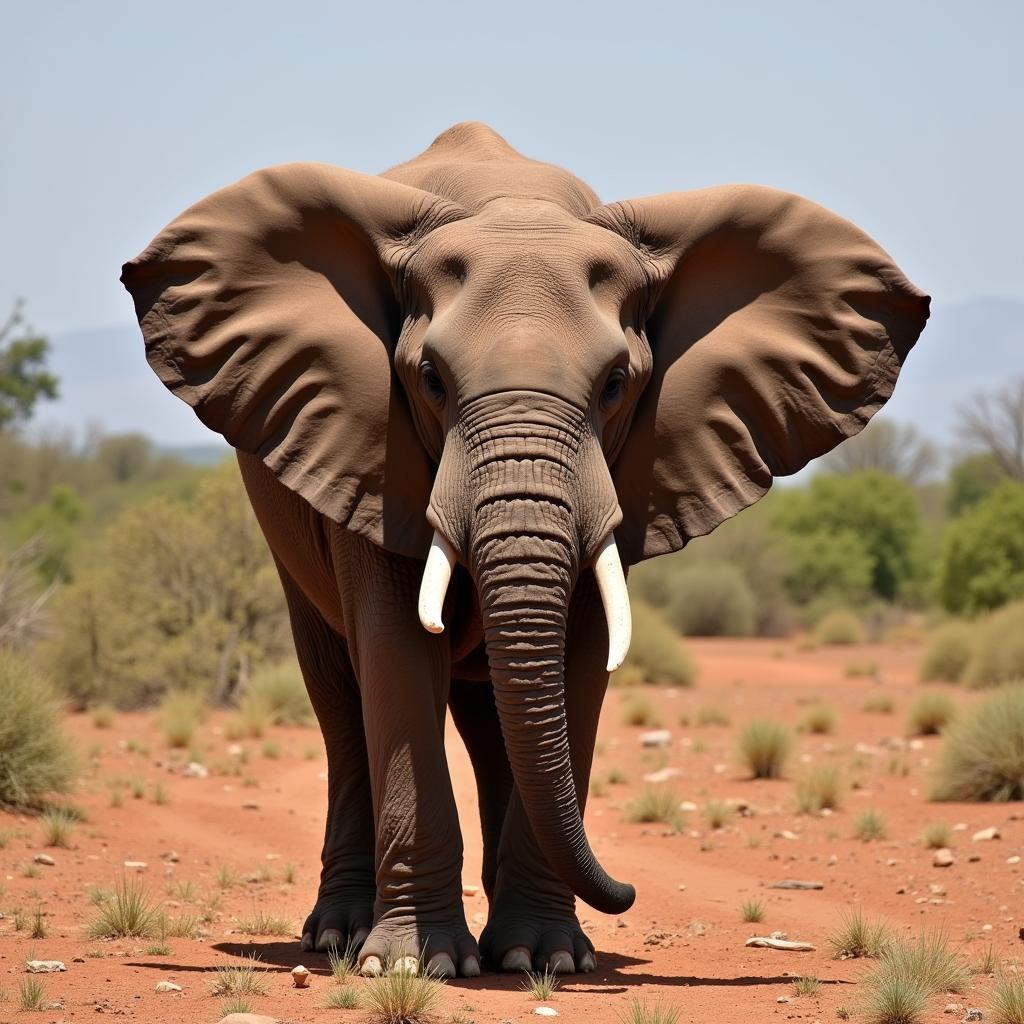 African Elephant Ears Thermoregulation: An elephant flapping its ears to cool down in the African heat.