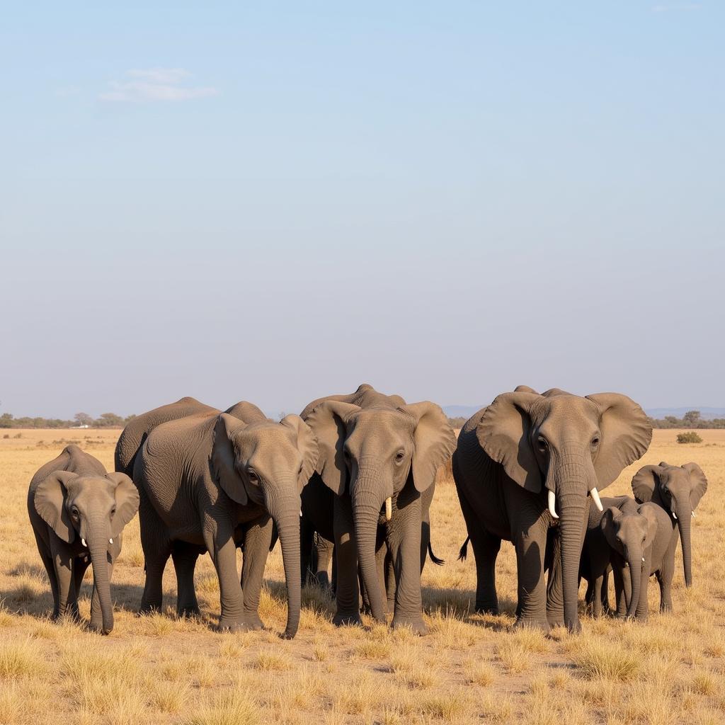 African Elephant Family Group