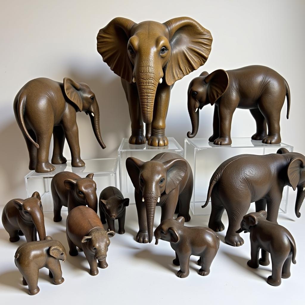 A Diverse Collection of African Elephant Figurines