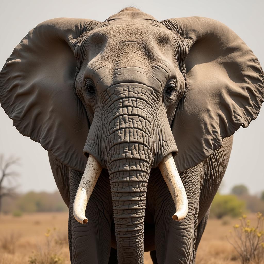 African Elephant Full Frontal View