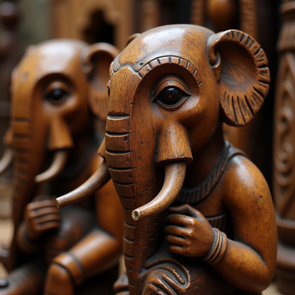 African Elephant God Carvings