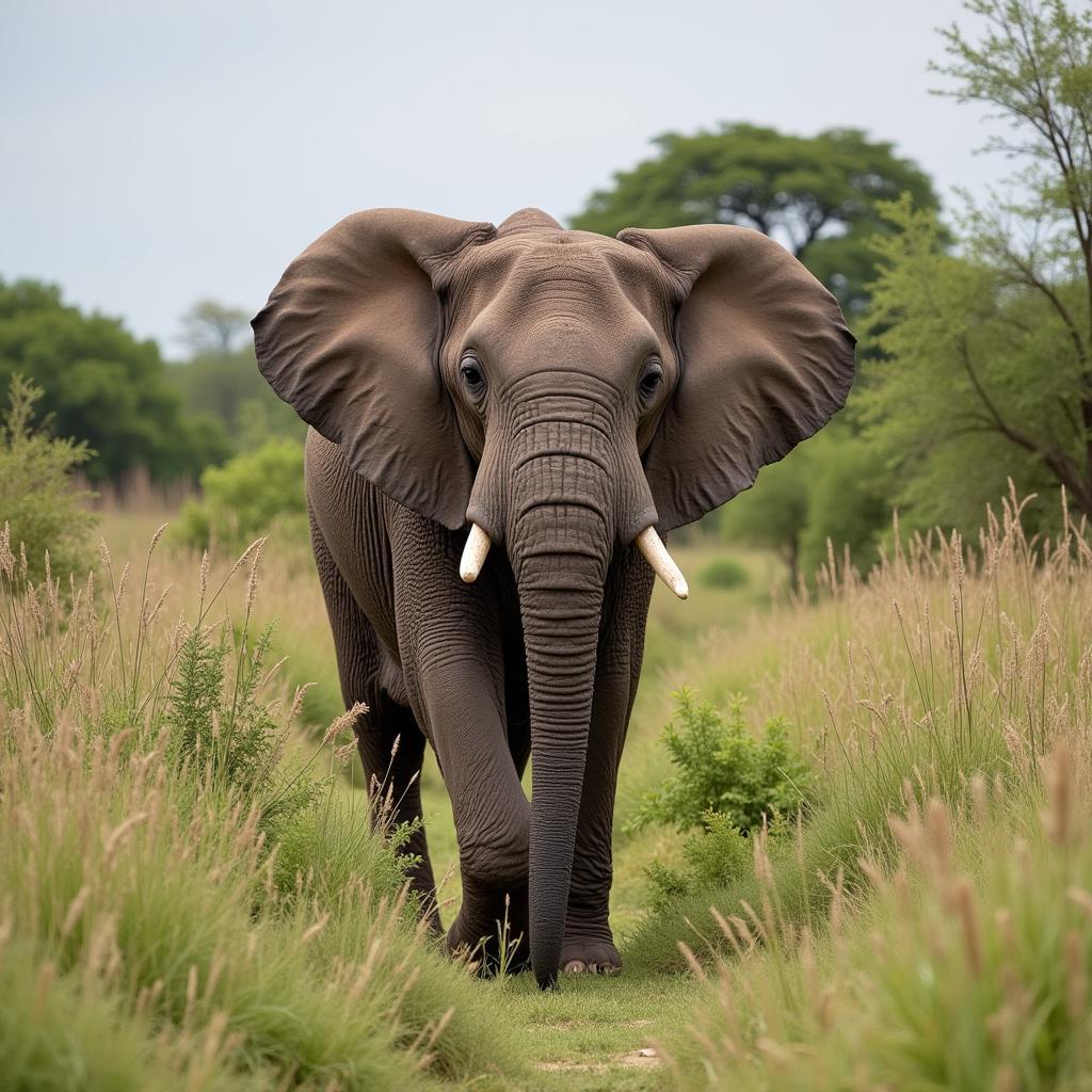 African Elephant in Grass