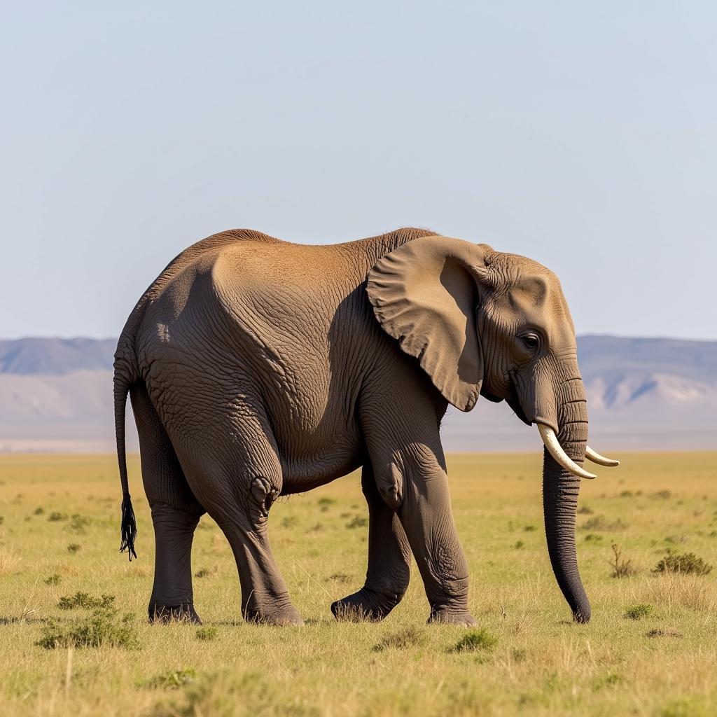 African Elephant Grazing on the Savannah