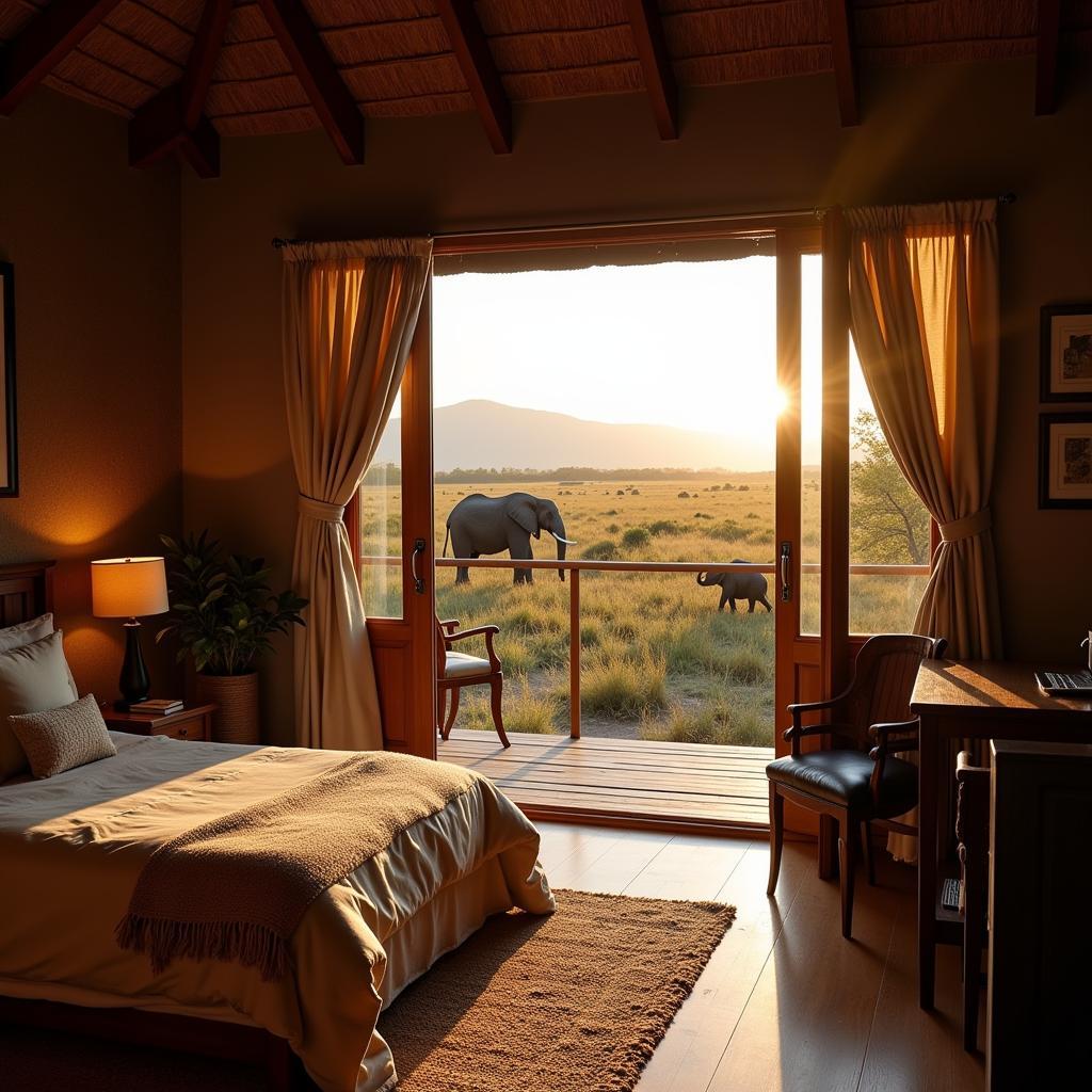 African Elephant Guest House at Sunrise