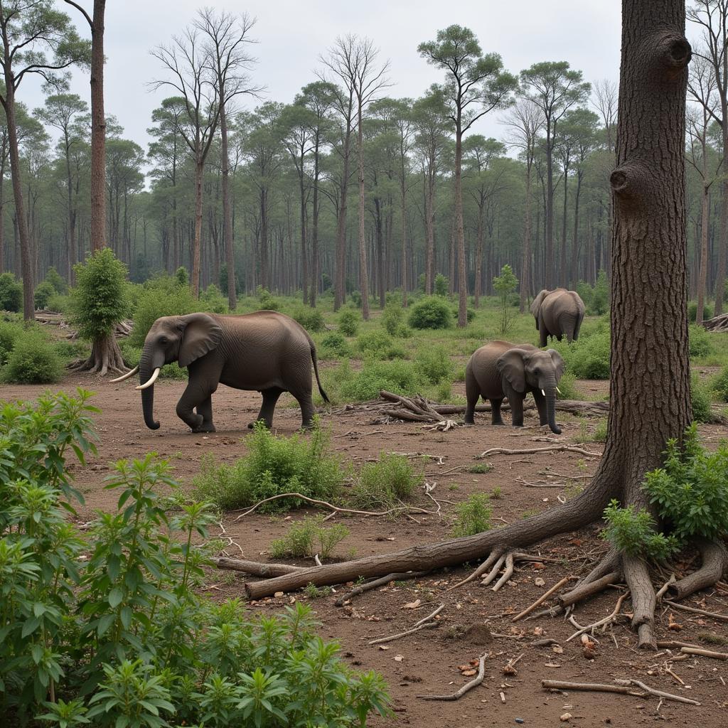 African Elephant Habitat Loss Due to Deforestation: Shrinking Spaces for Giants