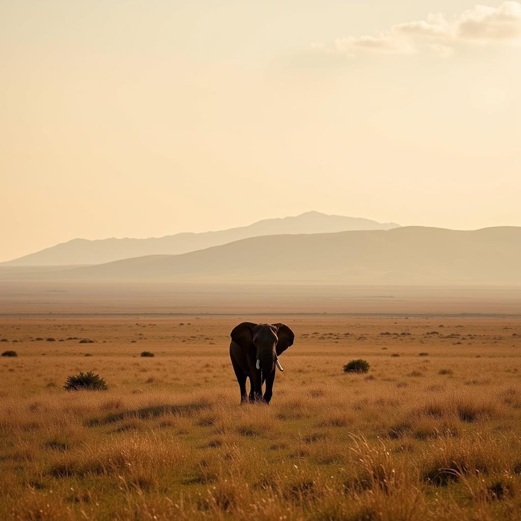 African Elephant in its Savanna Habitat