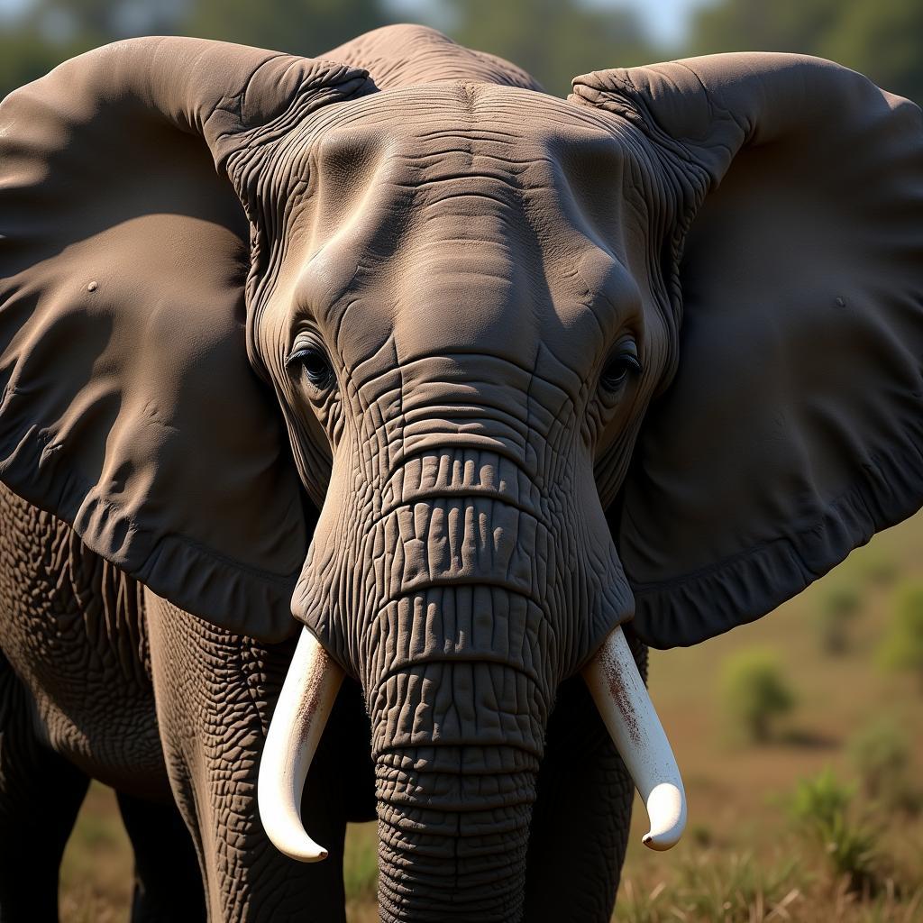 African elephant with large ears flapping