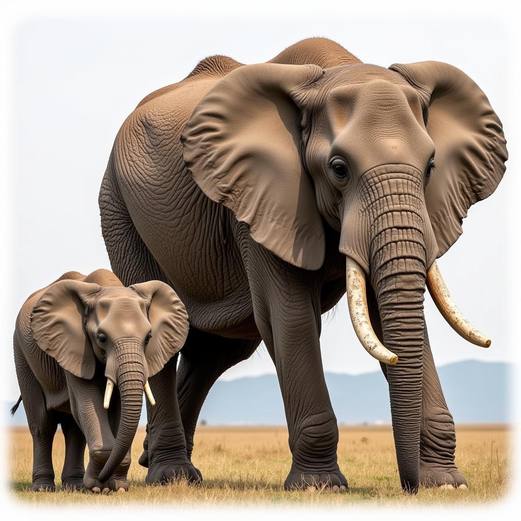 African Elephant Male and Female Size Comparison