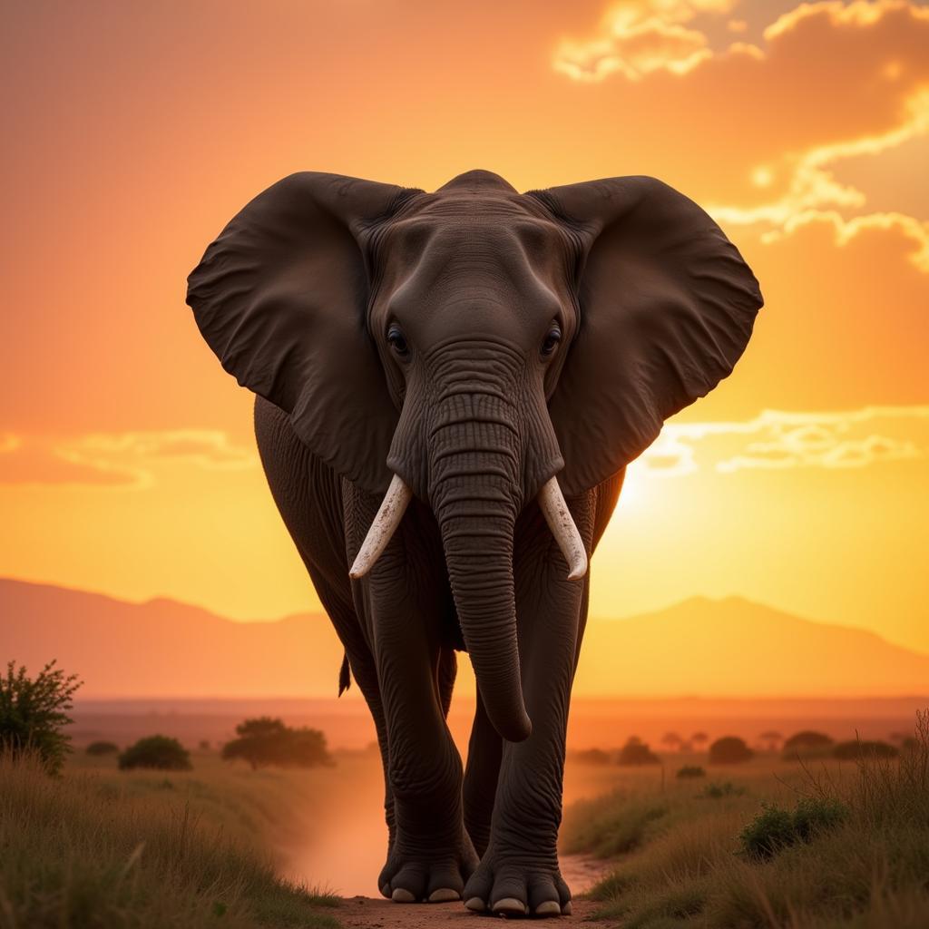 African Elephant Roaming Free