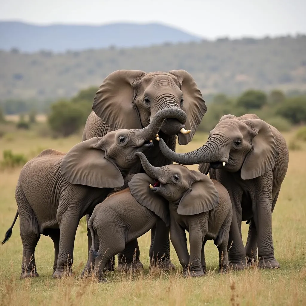 African Elephant social interactions