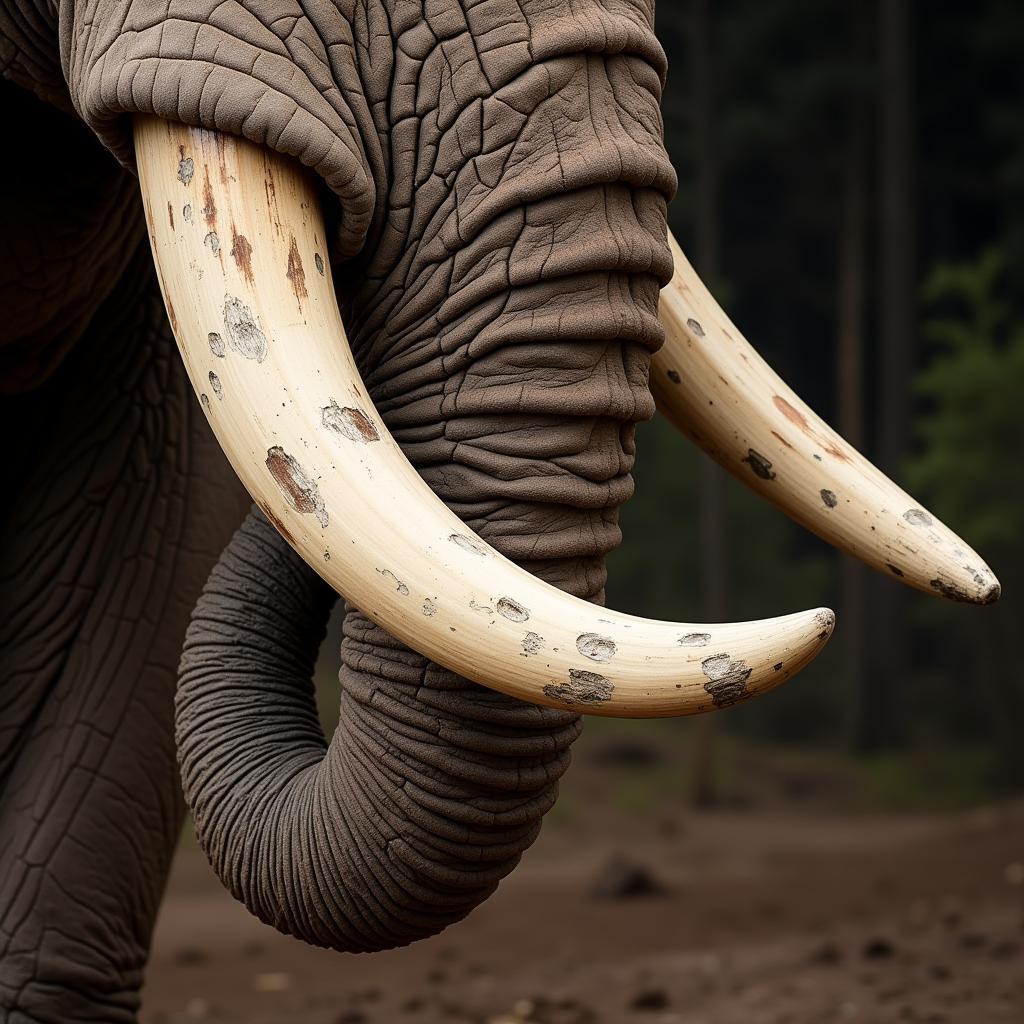 African Elephant Tusks: A Close-up View