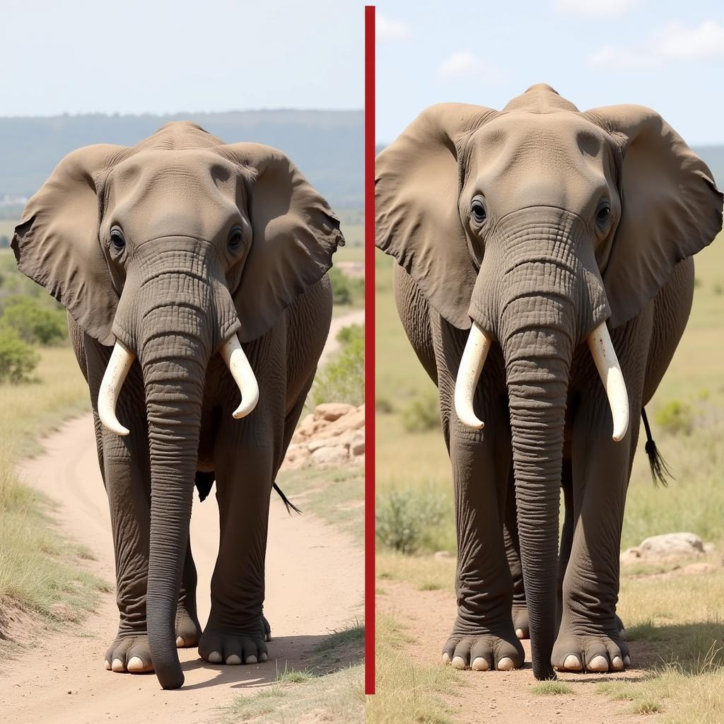 African Elephant Tusks Size Comparison