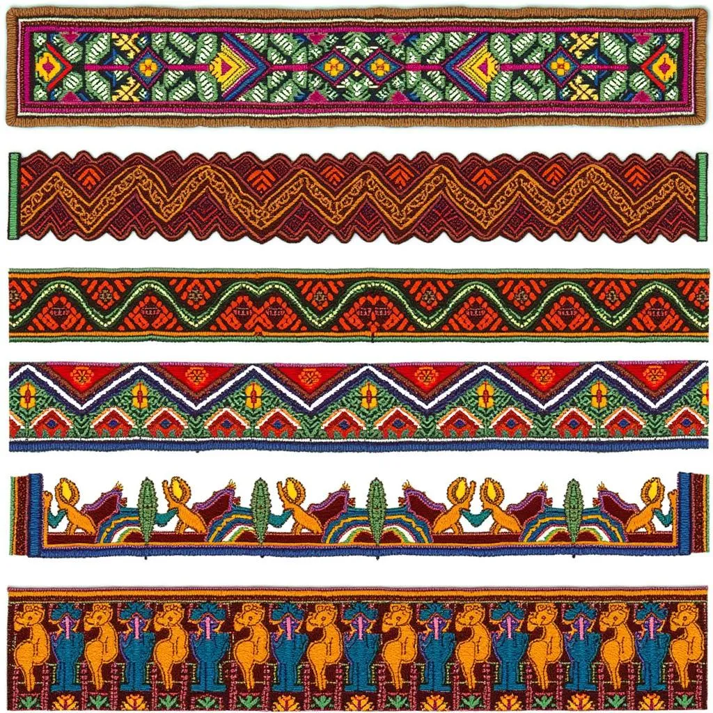 Various African embroidery border patterns