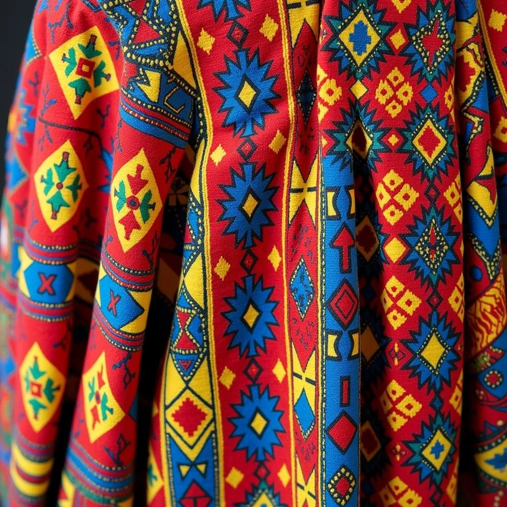 African Dress with Geometric Embroidery