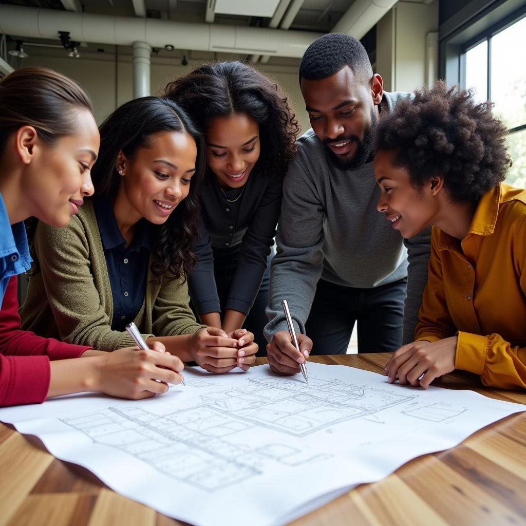 African Engineers Collaborating on a Project