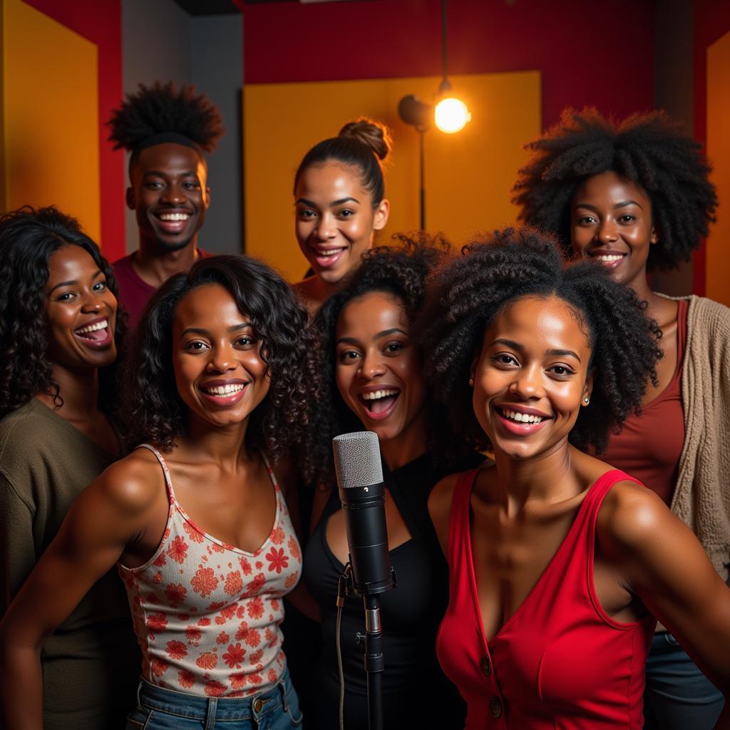 African English Voice Actors in Recording Studio