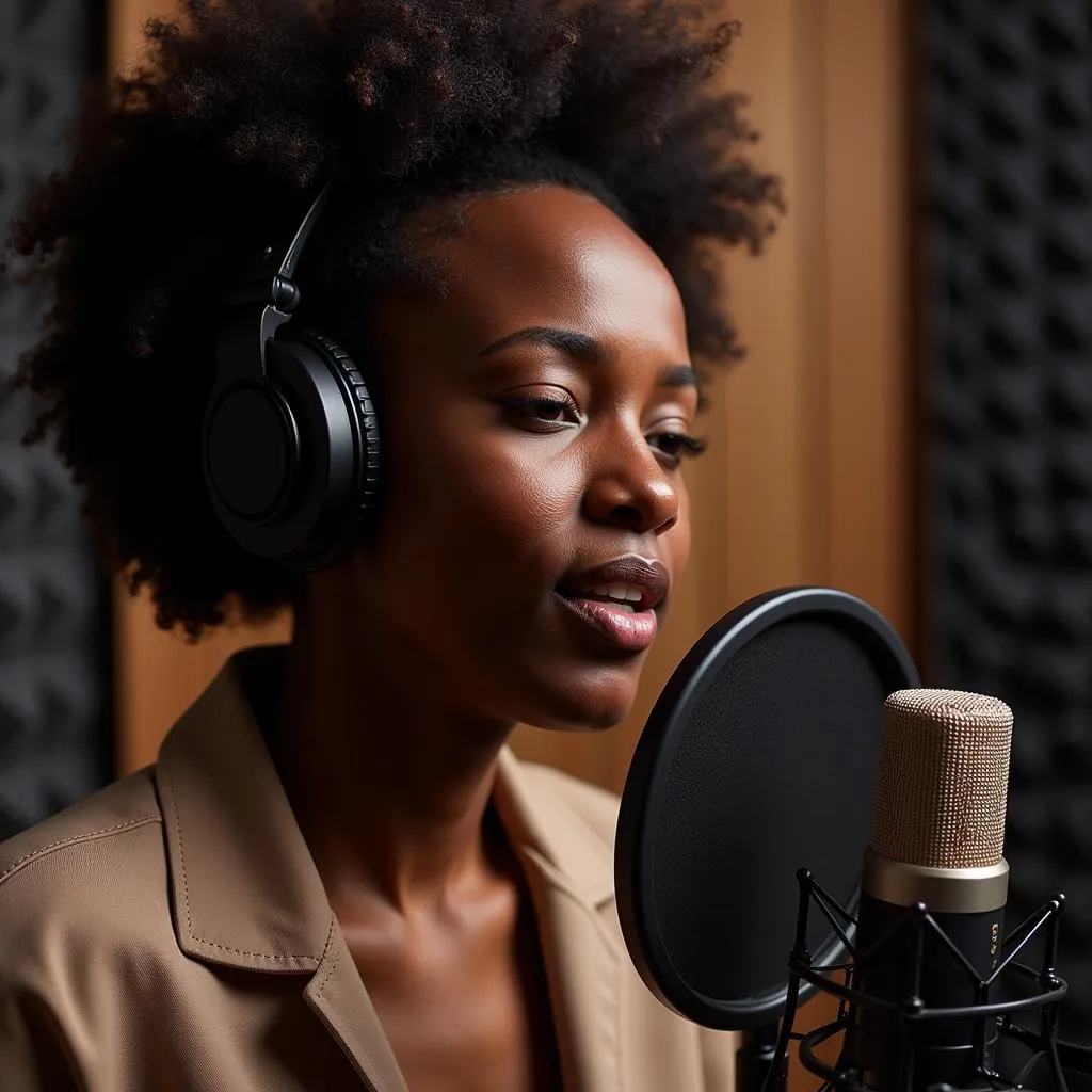 Professional African English Voice-Over Artist at Work