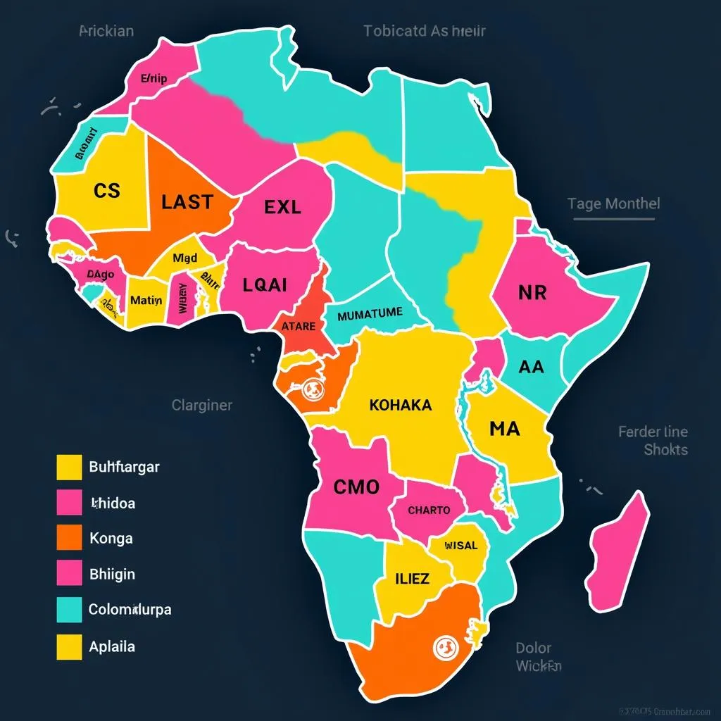 Map of Africa Highlighting Different Regions and Their Unique Accents