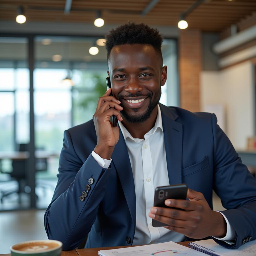 African Entrepreneur Making Business Calls