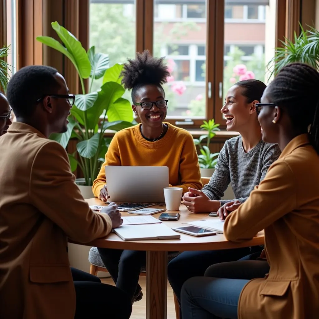 Diverse group of African entrepreneurs discussing business opportunities