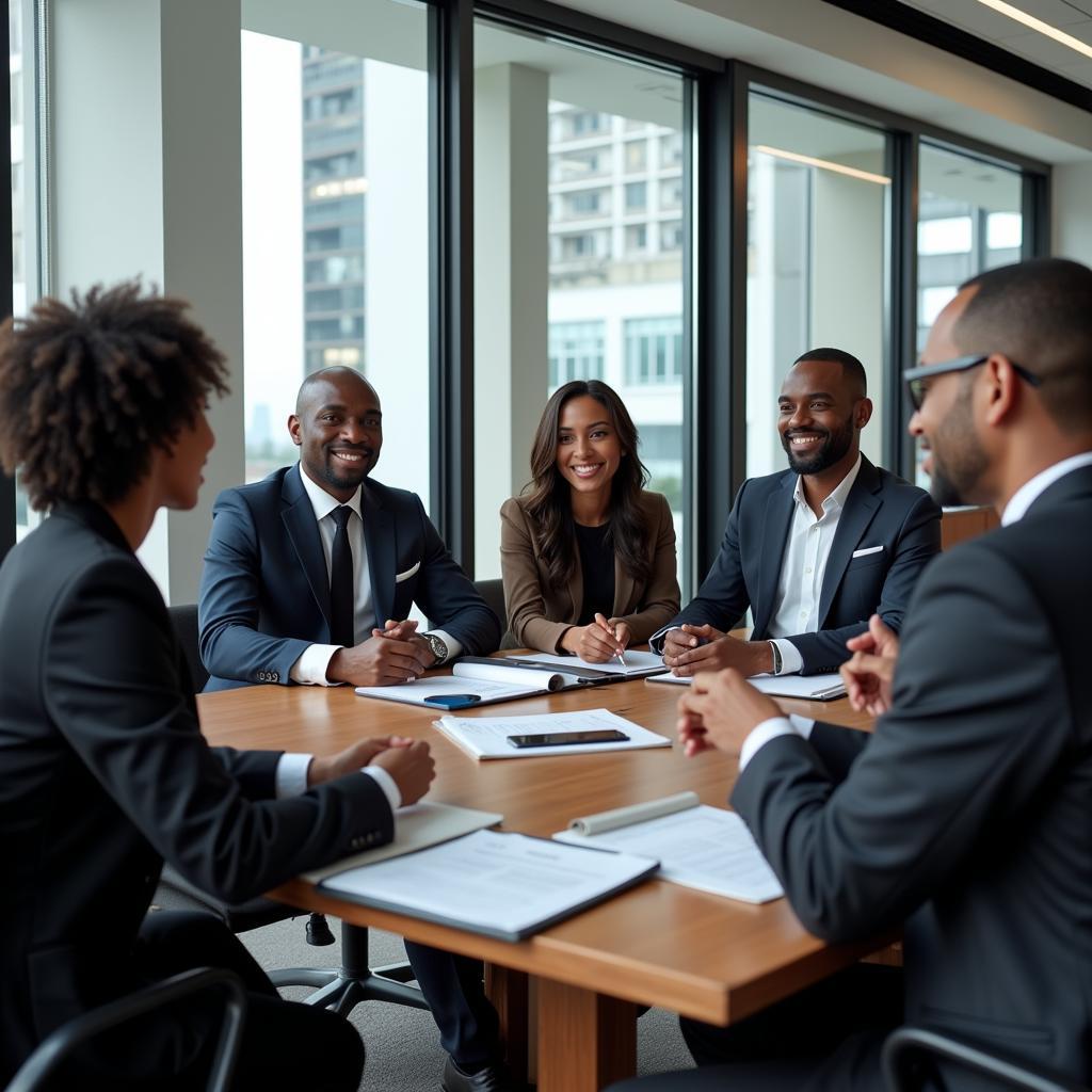 Group of African entrepreneurs in Dubai having a business meeting