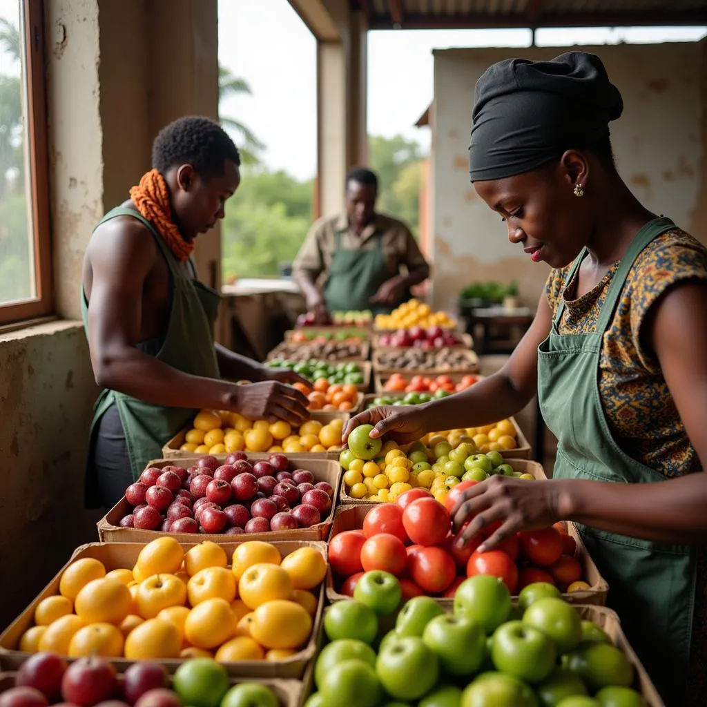 African Entrepreneurs Packaging Processed Fruits