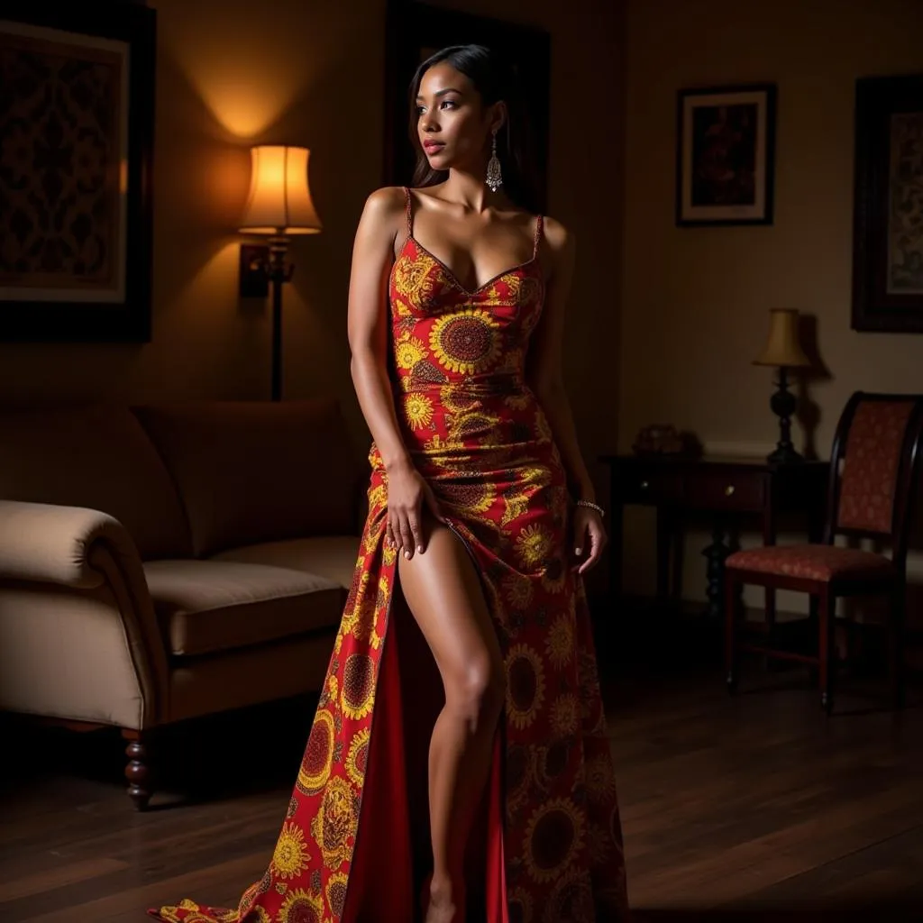 African Erotic Gown with Kente Cloth