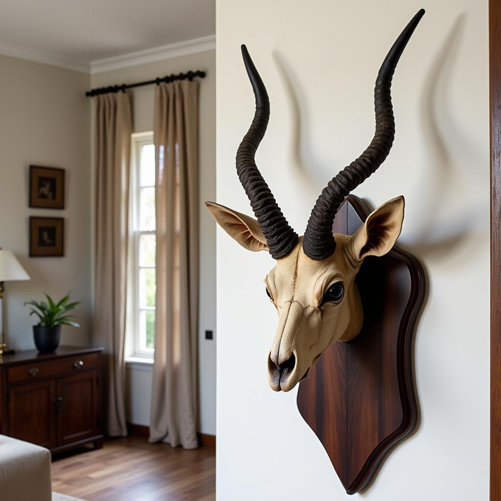 Elegant African European Mount Displayed in a Living Room