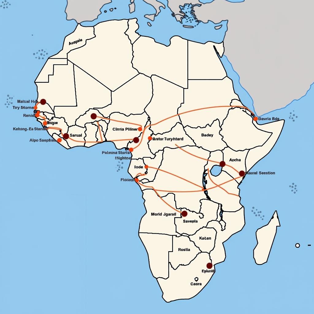 African Express Airways Flight Network Map