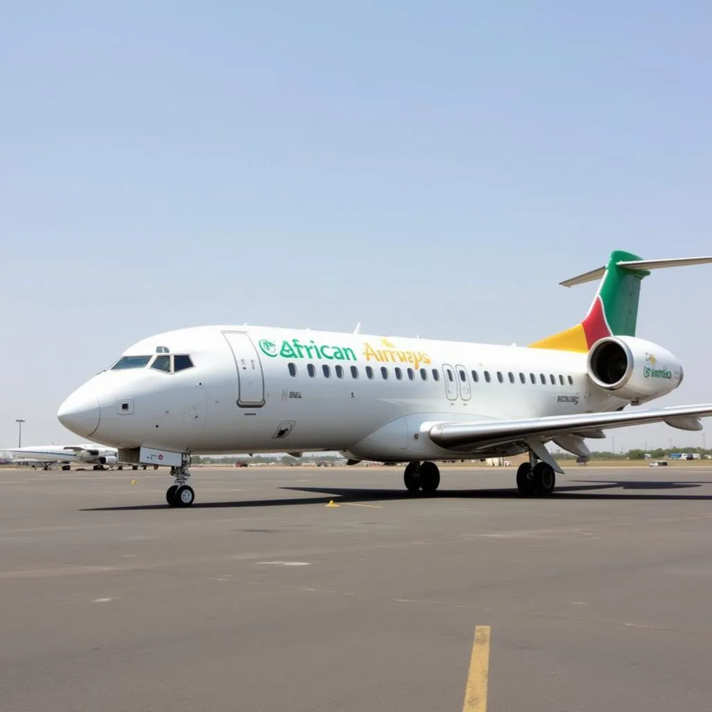 African Express Airways plane at Aden Adde International Airport, Mogadishu