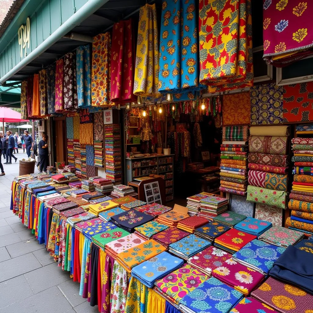 African Fabrics on Display in a Bronx Market