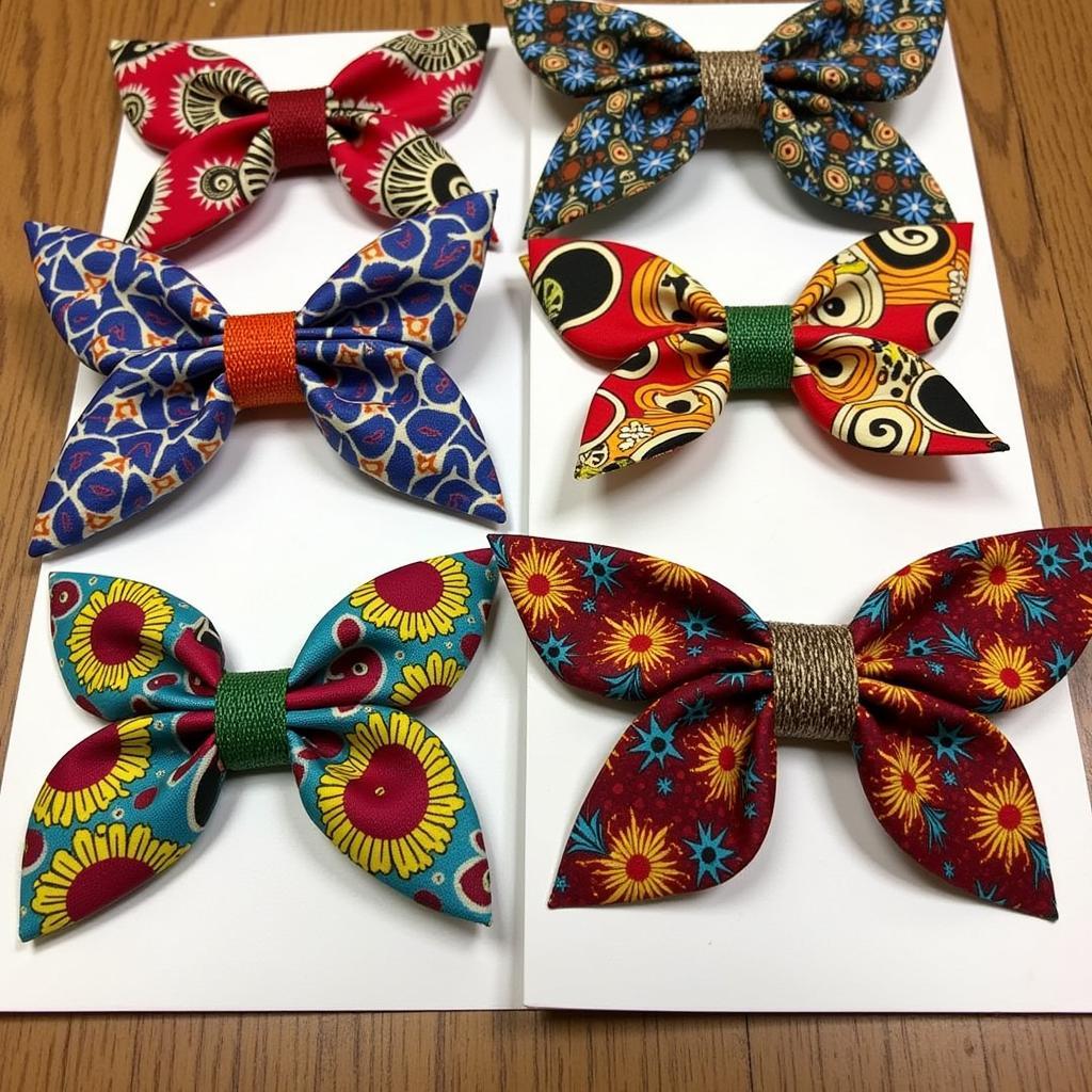 African Fabric Butterfly Hair Clips