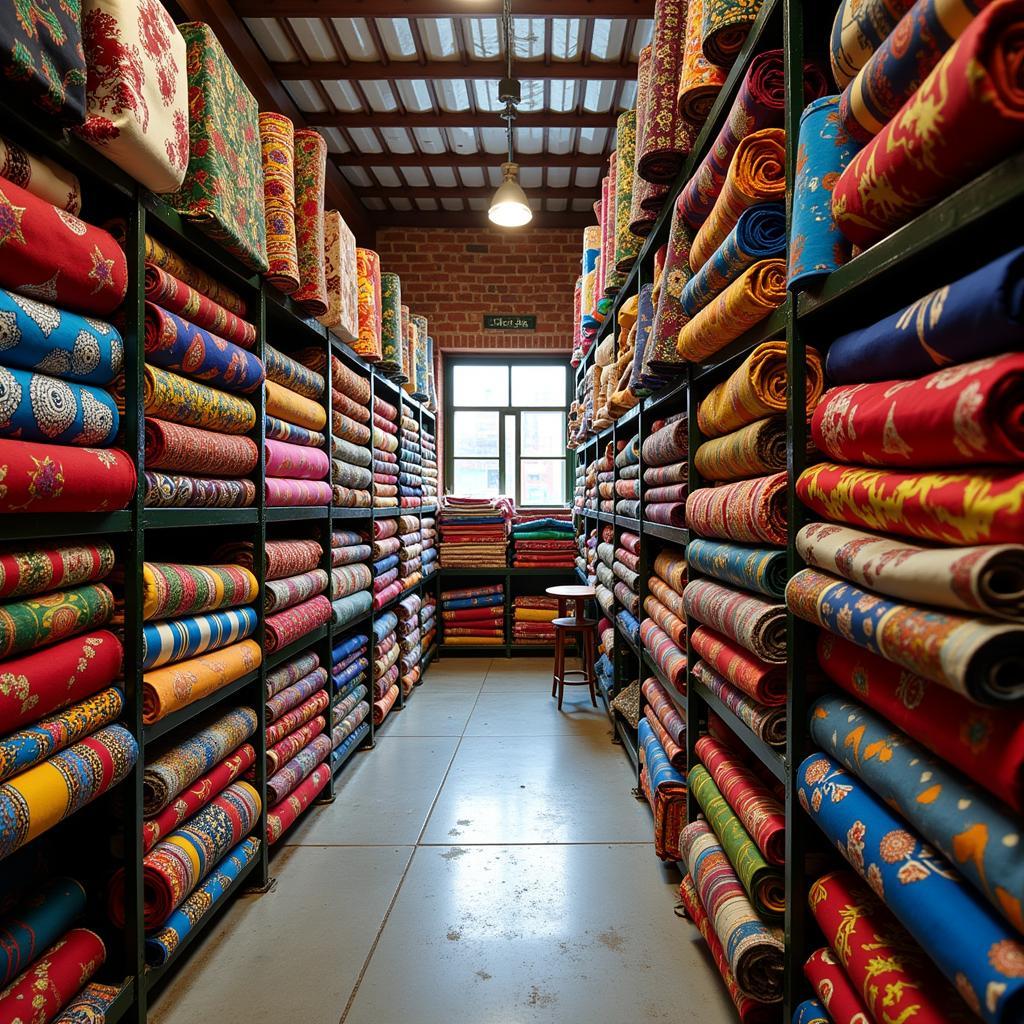 Vibrant Textiles inside an African Fabric Depot