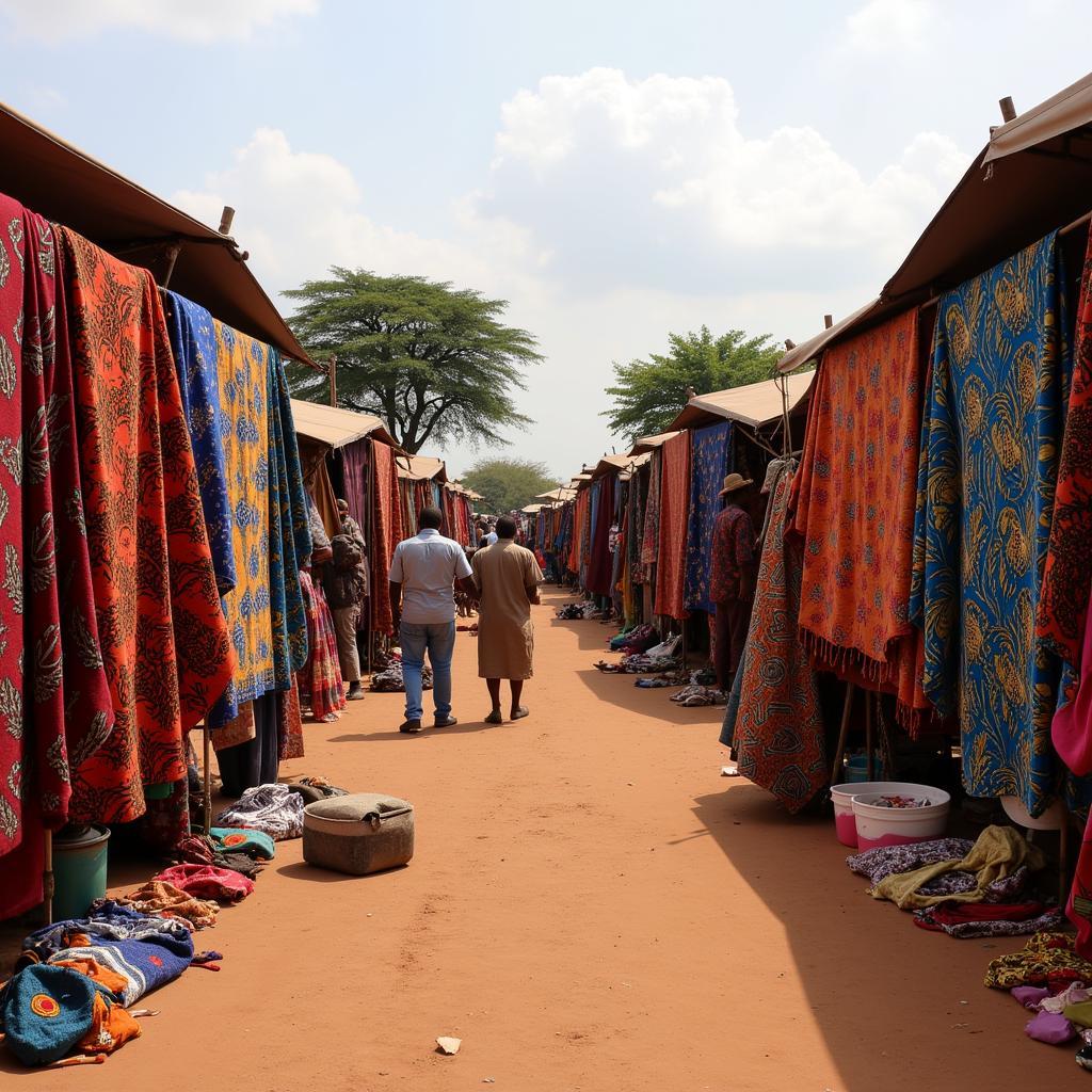 Vibrant Colors of an African Fabric Market