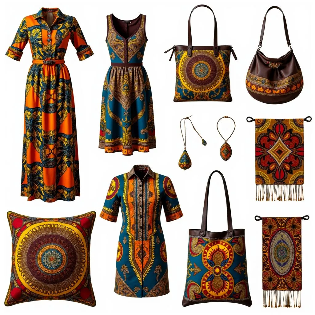 Different products made from African fabric