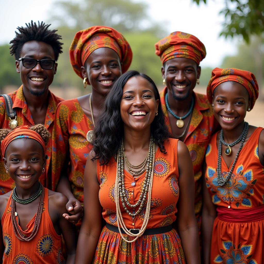 Family Celebrating in Traditional Attire