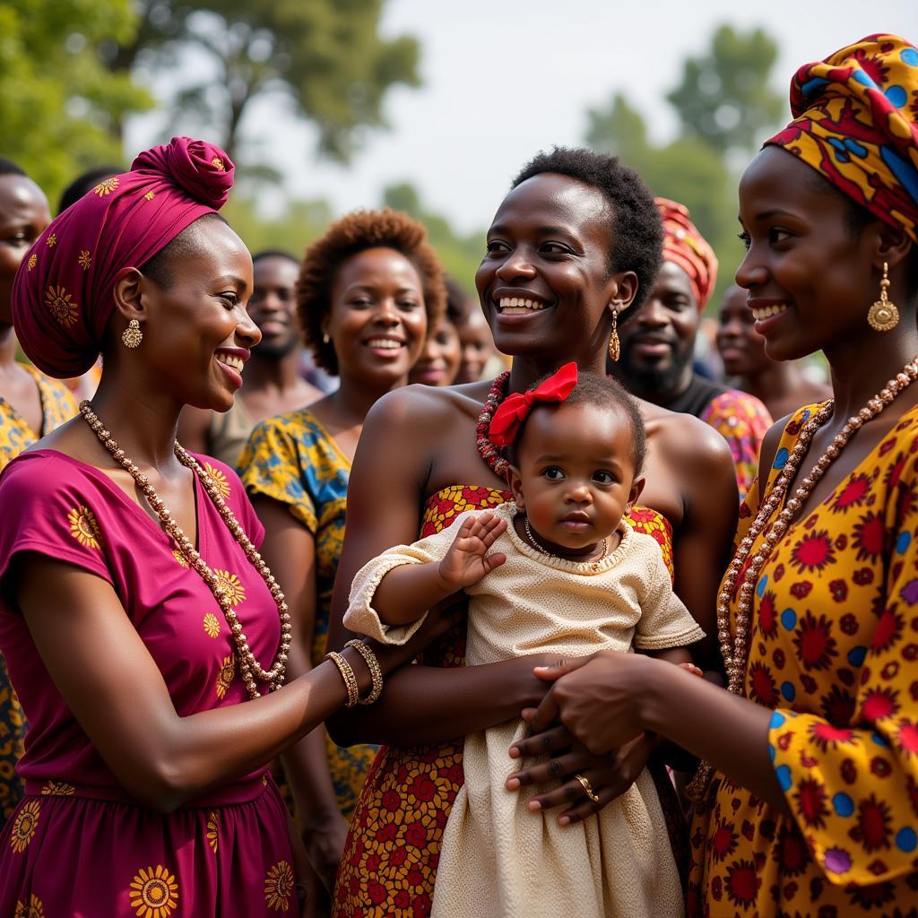 African family celebrating a child naming ceremony